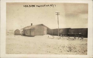 Protection New York NY Train Station Depot Sardinia c1910s Real Photo Postcard