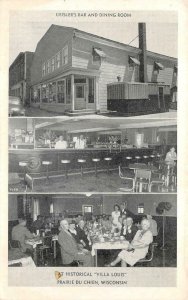VILLA LOUIS GEISLER'S BAR & DINING PRAIRIE DU CHIEN WISCONSIN POSTCARD (1950s)