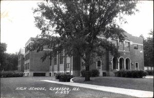 Geneseo Illinois IL High School Real Photo c1960 Vintage Postcard