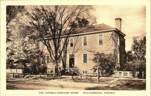 The Ludwell Paradise House Postcard Williamsburg Virginia Colonial Williamsburg