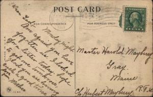 Guy in Newsboy Hat Walking Dog Looking For a Letter c1915 Postcard