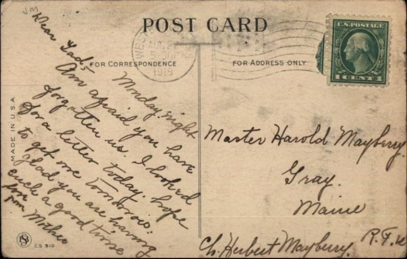 Guy in Newsboy Hat Walking Dog Looking For a Letter c1915 Postcard