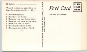 c1970s Fowler, IL Late Night CB Radio Comic Art QSL Card Watts Couple Bed A48