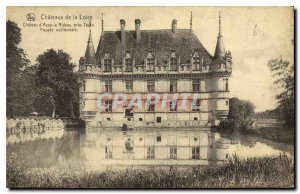 Postcard Old Castle Loire Chateau d'Azay le Rideau near Tours West Facade