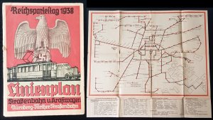 RARE THIRD REICH ORIGINAL NURENBERG TRAMLINE PLAN MAP (NOT POSTCARD) 1938 RALLY