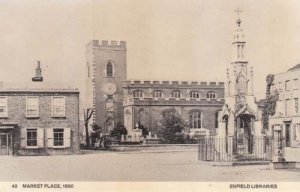 Market Place Enfield Rare 1890 Victorian Photo Postcard