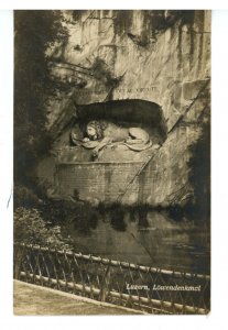 Switzerland - Luzern. The Lion Monument  RPPC  (curled postcard)