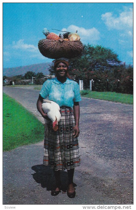 Woman returning from market , JAMAICA , 50-60s