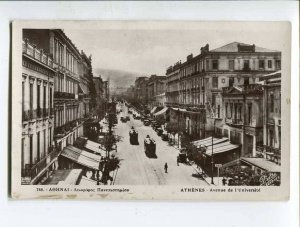 287021 GREECE ATHENES University avenue TRAMS Vintage photo postcard