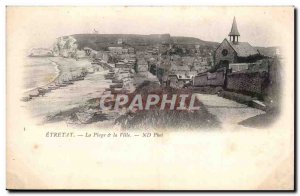 Etretat - The Beach and the City - Old Postcard