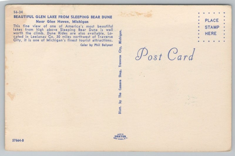 Glen Haven Michigan~Glen Lake @ Sleeping Bear Dune~Vintage Postcard 