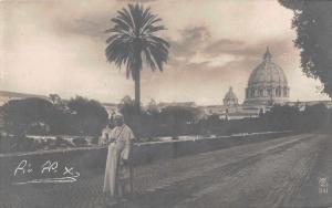 Pope Pio Pius X Walking Down Street Real Photo Antique Postcard J73284