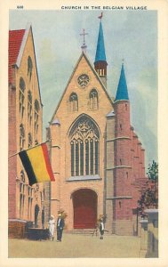 1933 Chicago World's Fair Church in the Belgian Village Litho Postcard U...