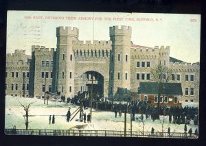 Buffalo, New York/NY Postcard, 65th Regiment Entering Armory, 1908!