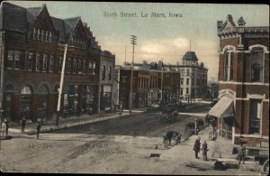 LeMars Le Mars IA Sixth St. c1910 Postcard