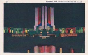 Chicao World's Fair 1933 The Federal Building and Hall Of States At Night