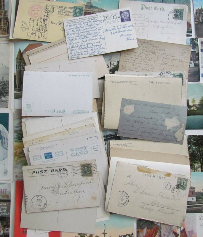 Lot of 508 ANTIQUE & VINTAGE POSTCARDS RPPC TOWNS VIEWS RPPC COMIC NO CHROMES 