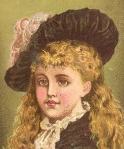 1870s-80s Victorian Trade Cards Lovely Girls Fancy Hats Lot Of 2 P223