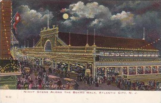 New Jersey Atlantic CityNight Scene Along The Board Walk 1906