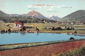 Innsbruck Austria birds eye view Lake Lans Lansersee antique pc Y11974