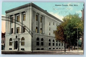 1910 Flint Michigan Vintage Postcard Masonic Temple Exterior Building Unposted