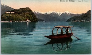 Punta Di Bellagio - Lago Di Como Italy Boat Mountain Buildings Postcard