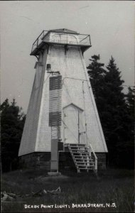 Barra Strait Nova Scotia NS Derby Point Lighthouse Real Photo Postcard