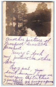 c1900 Candid Prospect Park Lake Boat Jamaica Long Island NY RPPC Photo Postcard 