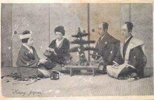 Yes or No series postcard 1900s Japan Sunny Japan Native People at Table