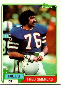 1981 Topps Football Card Fred Smerlas Buffalo Bills s60053