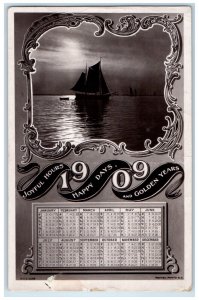 1909 Sailboat View Calendar Chicago Illinois IL Posted Antique Postcard