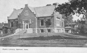 Spencer Iowa birds eye view outside public library antique pc Z22474