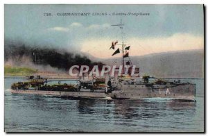 Old Postcard Boat War Against destroyer Commander Lucas