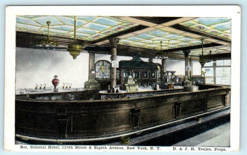 NEW YORK, NY New York ~ Roadside COLONIAL HOTEL BAR c1910s Tonges Prop. Postcard