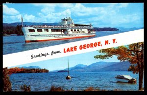 New York LAKE GEORGE SplitView Greetings from MV Ticonderoga pm1977  - Chrome