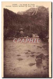 Old Postcard Ugine edges of Arly (furious torrent bordering the road of the A...