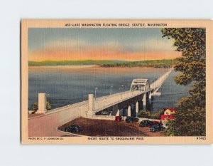 Postcard Lake Washington Floating Bridge, Seattle, Washington