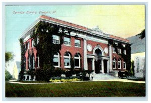 c1920 Carnegie Library Freeport Illinois IL Antique Unposted Postcard
