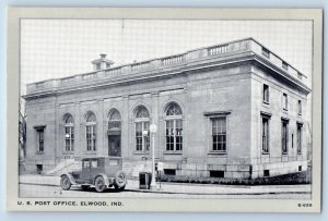 Elwood Indiana IN Postcard United States Post Office Building Exterior c1920 Car