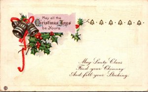 Merry Christmas With Holly and Silver Bells 1921