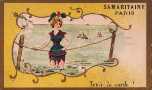 Victorian Trade Card Samaritaine Paris Tenir la Corde! L1