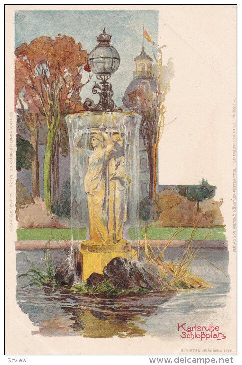 KARLSRUHE, Baden-Wurttemberg, Germany, 1900-1910's; Fountain