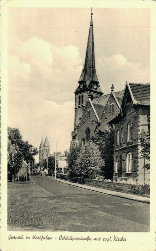 Germany Gronau in Westfalen Occuper Straße mit Kirche 04.84