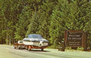 Welcome To Oregon OR Car Boat c1973 Vintage Postcard D29