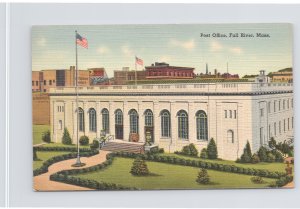 Linen~Air View Post Office @ Fall River Massachusetts~Vintage Postcard
