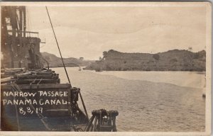 Panama Canal 1919 Narrow Passage RPPC From Ship Postcard B21