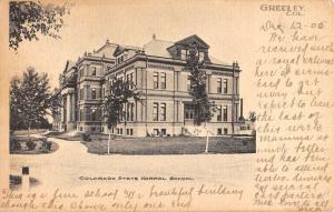 Greeley Colorado State Normal School Street View Antique Postcard K94925