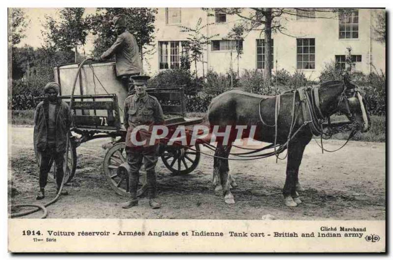 Postcard Old Car tank English and Indian Armies Army