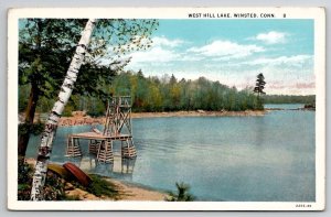 Winsted CT West Hill Lake Connecticut Postcard O22