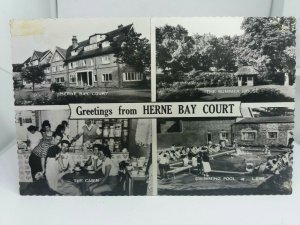 Vtg Rp Multiview Postcard Herne Bay Court Cabin Summerhouse Pool 1960s RPPC